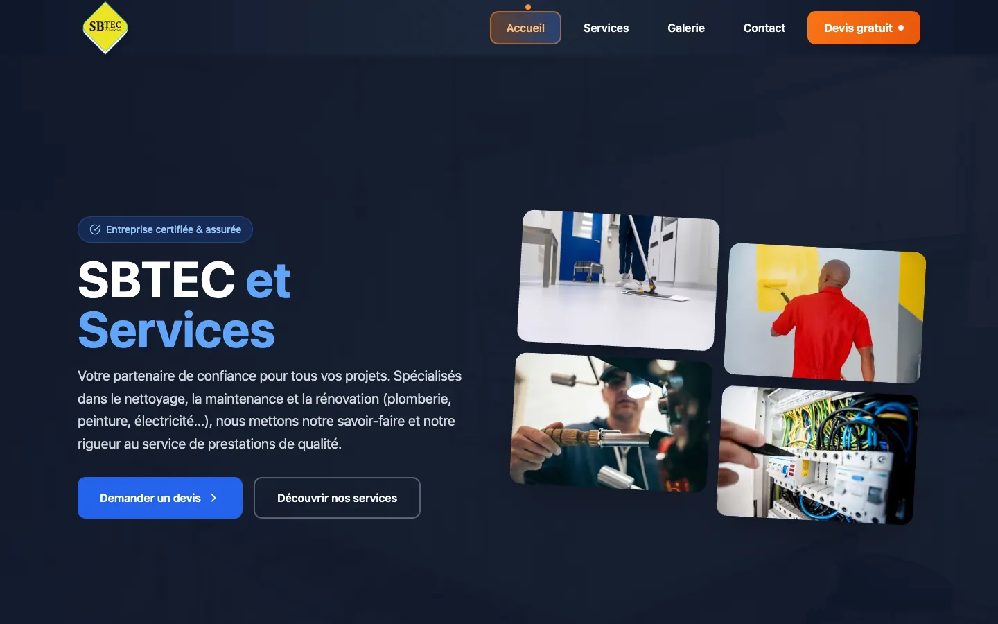 Site vitrine de SB Tec et Services sur ordinateur